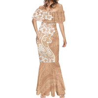 Polynesian Women's Day Mermaid Dress Brown Hibiscus Flowers With Polynesian Pattern LT05 - Polynesian Pride