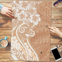 Polynesian Women's Day Puzzle Brown Hibiscus Flowers With Polynesian Pattern