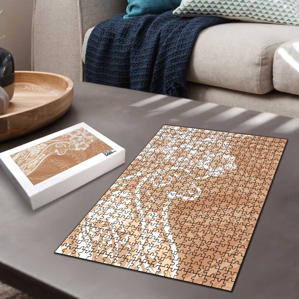 Polynesian Women's Day Puzzle Brown Hibiscus Flowers With Polynesian Pattern