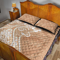 Polynesian Women's Day Quilt Bed Set Brown Hibiscus Flowers With Polynesian Pattern