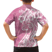 Polynesian Women's Day Family Matching Off Shoulder Short Dress and Hawaiian Shirt Pink Hibiscus Flowers With Polynesian Pattern LT05 - Polynesian Pride