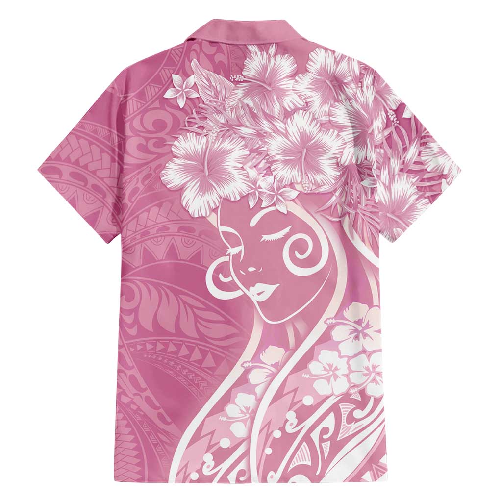 Polynesian Women's Day Family Matching Off Shoulder Short Dress and Hawaiian Shirt Pink Hibiscus Flowers With Polynesian Pattern LT05 - Polynesian Pride