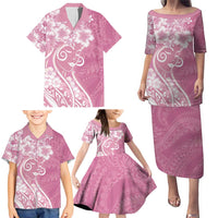 Polynesian Women's Day Family Matching Puletasi and Hawaiian Shirt Pink Hibiscus Flowers With Polynesian Pattern LT05 - Polynesian Pride
