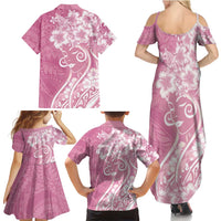 Polynesian Women's Day Family Matching Summer Maxi Dress and Hawaiian Shirt Pink Hibiscus Flowers With Polynesian Pattern LT05 - Polynesian Pride