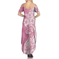 Polynesian Women's Day Family Matching Summer Maxi Dress and Hawaiian Shirt Pink Hibiscus Flowers With Polynesian Pattern LT05 - Polynesian Pride