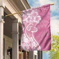 Polynesian Women's Day Garden Flag Pink Hibiscus Flowers With Polynesian Pattern