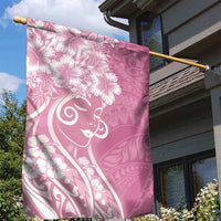 Polynesian Women's Day Garden Flag Pink Hibiscus Flowers With Polynesian Pattern
