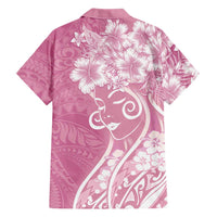 Polynesian Women's Day Hawaiian Shirt Pink Hibiscus Flowers With Polynesian Pattern