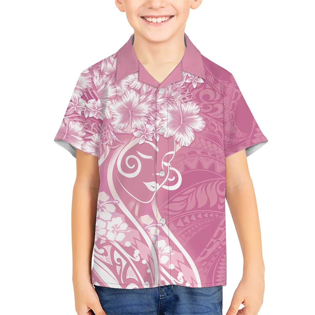Polynesian Women's Day Hawaiian Shirt Pink Hibiscus Flowers With Polynesian Pattern