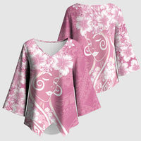 Polynesian Women's Day Kimono Sleeve Blouse Pink Hibiscus Flowers With Polynesian Pattern LT05 - Polynesian Pride