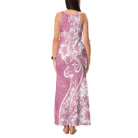 Polynesian Women's Day Tank Maxi Dress Pink Hibiscus Flowers With Polynesian Pattern LT05 - Polynesian Pride