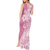 Polynesian Women's Day Tank Maxi Dress Pink Hibiscus Flowers With Polynesian Pattern LT05 - Polynesian Pride