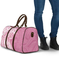 Polynesian Women's Day Travel Bag Pink Hibiscus Flowers With Polynesian Pattern