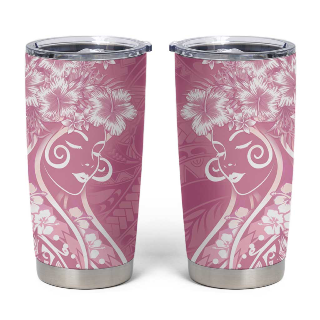 Polynesian Women's Day Tumbler Cup Pink Hibiscus Flowers With Polynesian Pattern LT05 Pink - Polynesian Pride