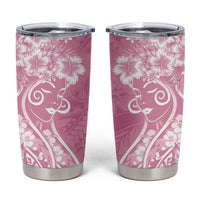 Polynesian Women's Day Tumbler Cup Pink Hibiscus Flowers With Polynesian Pattern LT05 Pink - Polynesian Pride