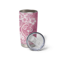 Polynesian Women's Day Tumbler Cup Pink Hibiscus Flowers With Polynesian Pattern LT05 - Polynesian Pride