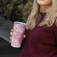 Polynesian Women's Day Tumbler Cup Pink Hibiscus Flowers With Polynesian Pattern LT05 - Polynesian Pride