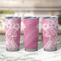 Polynesian Women's Day Tumbler Cup Pink Hibiscus Flowers With Polynesian Pattern LT05 - Polynesian Pride