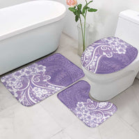 Polynesian Women's Day Bathroom Set Purple Hibiscus Flowers With Polynesian Pattern