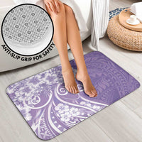 Polynesian Women's Day Bathroom Set Purple Hibiscus Flowers With Polynesian Pattern