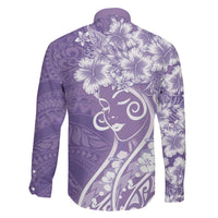 Polynesian Women's Day Family Matching Mermaid Dress and Hawaiian Shirt Purple Hibiscus Flowers With Polynesian Pattern LT05 - Polynesian Pride