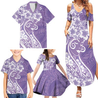 Polynesian Women's Day Family Matching Summer Maxi Dress and Hawaiian Shirt Purple Hibiscus Flowers With Polynesian Pattern LT05 - Polynesian Pride