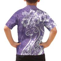 Polynesian Women's Day Family Matching Tank Maxi Dress and Hawaiian Shirt Purple Hibiscus Flowers With Polynesian Pattern LT05 - Polynesian Pride