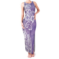 Polynesian Women's Day Family Matching Tank Maxi Dress and Hawaiian Shirt Purple Hibiscus Flowers With Polynesian Pattern LT05 Mom's Dress Purple - Polynesian Pride