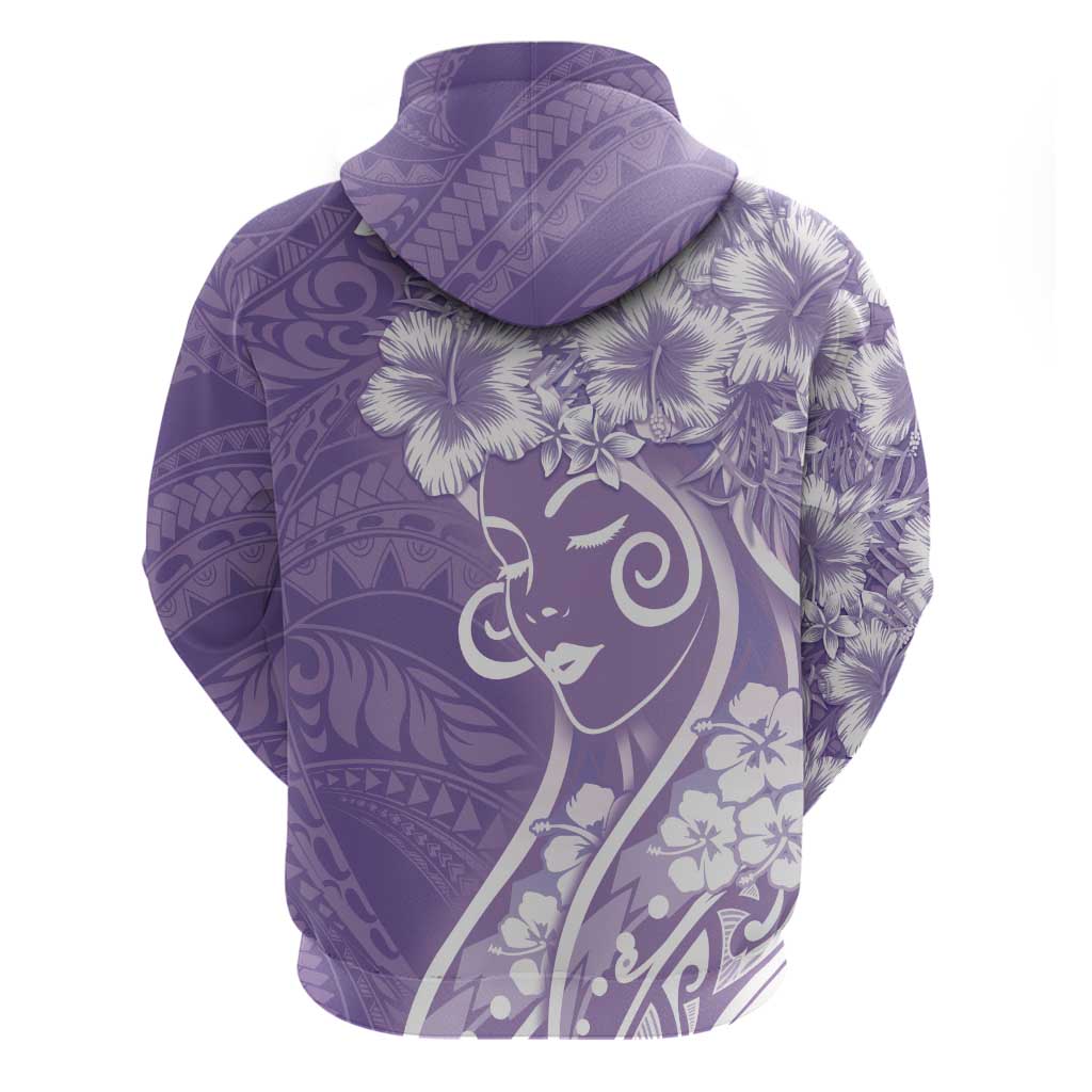 Polynesian Women's Day Hoodie Purple Hibiscus Flowers With Polynesian Pattern