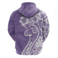 Polynesian Women's Day Hoodie Purple Hibiscus Flowers With Polynesian Pattern
