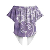 Polynesian Women's Day Off Shoulder Wrap Waist Top Purple Hibiscus Flowers With Polynesian Pattern LT05 - Polynesian Pride