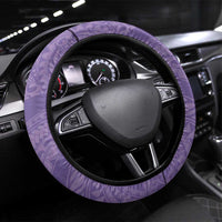 Polynesian Women's Day Steering Wheel Cover Purple Hibiscus Flowers With Polynesian Pattern