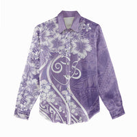 Polynesian Women's Day Women Casual Shirt Purple Hibiscus Flowers With Polynesian Pattern LT05 - Polynesian Pride
