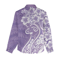 Polynesian Women's Day Women Casual Shirt Purple Hibiscus Flowers With Polynesian Pattern LT05 - Polynesian Pride