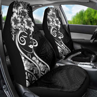Polynesian Women's Day Car Seat Cover Black Hibiscus Flowers With Polynesian Pattern LT05 - Polynesian Pride