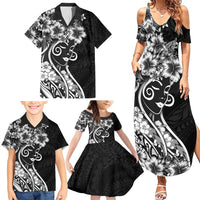 Polynesian Women's Day Family Matching Summer Maxi Dress and Hawaiian Shirt Black Hibiscus Flowers With Polynesian Pattern LT05 - Polynesian Pride
