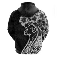 Polynesian Women's Day Hoodie Black Hibiscus Flowers With Polynesian Pattern LT05 - Polynesian Pride