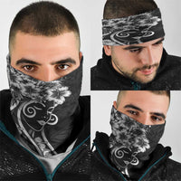 Polynesian Women's Day Neck Gaiter Black Hibiscus Flowers With Polynesian Pattern