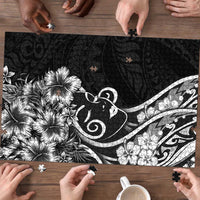 Polynesian Women's Day Puzzle Black Hibiscus Flowers With Polynesian Pattern