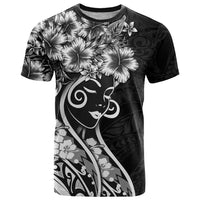 Polynesian Women's Day T Shirt Black Hibiscus Flowers With Polynesian Pattern LT05 Black - Polynesian Pride