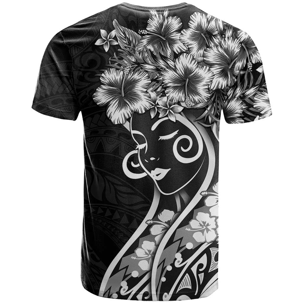 Polynesian Women's Day T Shirt Black Hibiscus Flowers With Polynesian Pattern LT05 - Polynesian Pride