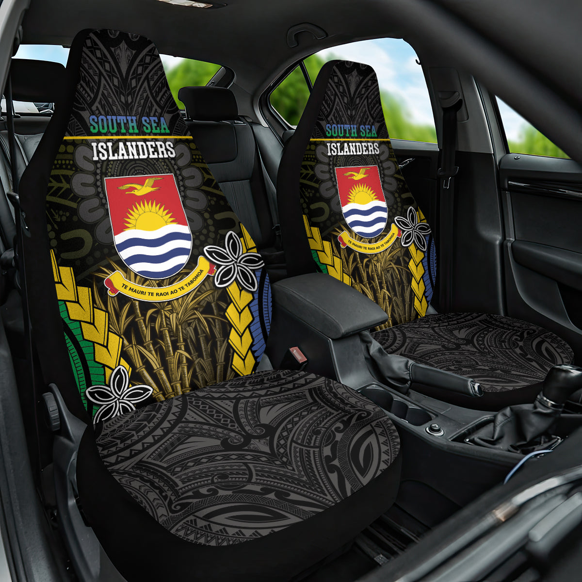 South Sea Islanders And Gilbert Islands Car Seat Cover Kanakas Polynesian Pattern LT05 One Size Black - Polynesian Pride