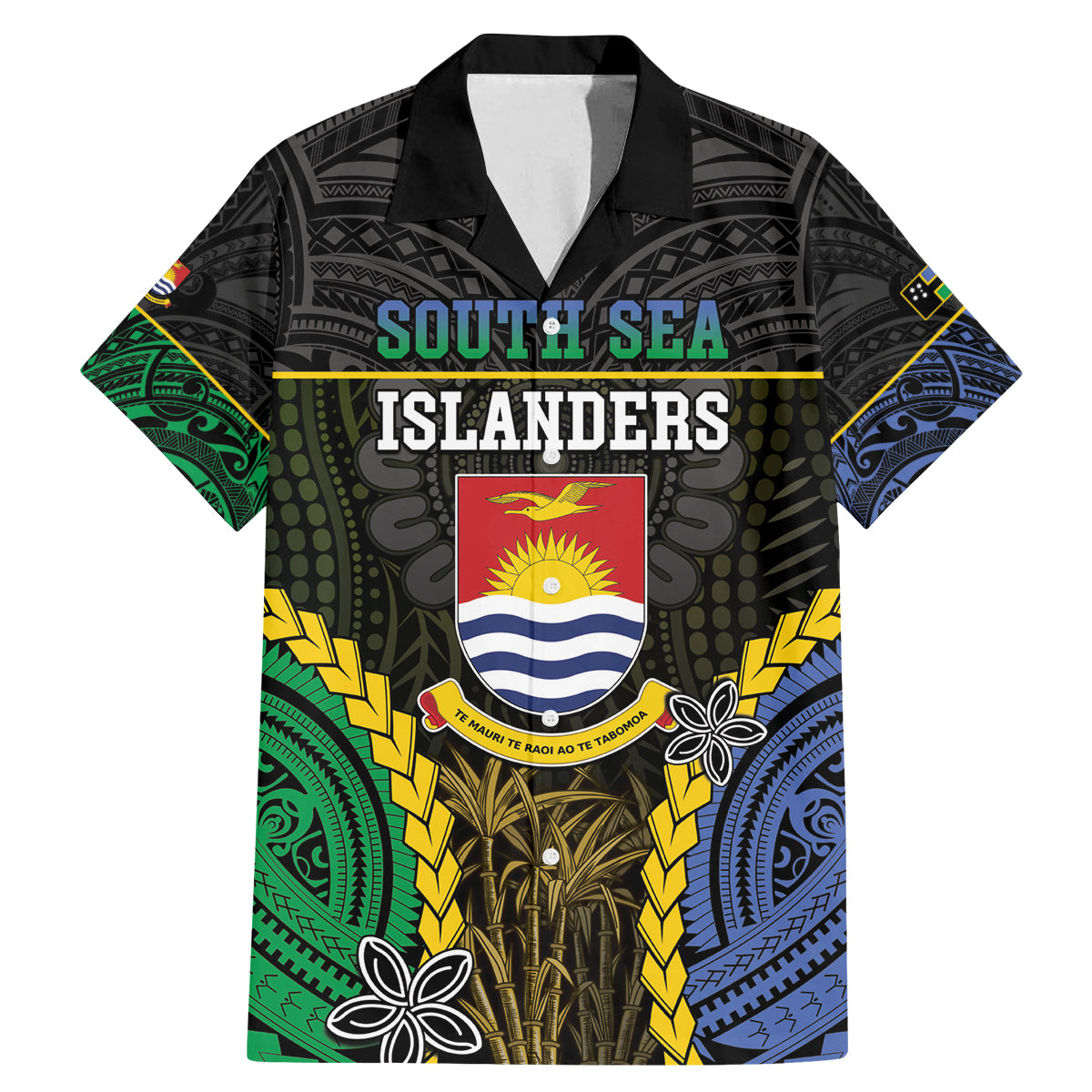 Personalised South Sea Islanders And Gilbert Islands Family Matching Mermaid Dress and Hawaiian Shirt Kanakas Polynesian Pattern LT05 Dad's Shirt - Short Sleeve Black - Polynesian Pride
