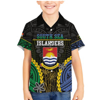 Personalised South Sea Islanders And Gilbert Islands Family Matching Mermaid Dress and Hawaiian Shirt Kanakas Polynesian Pattern LT05 Son's Shirt Black - Polynesian Pride