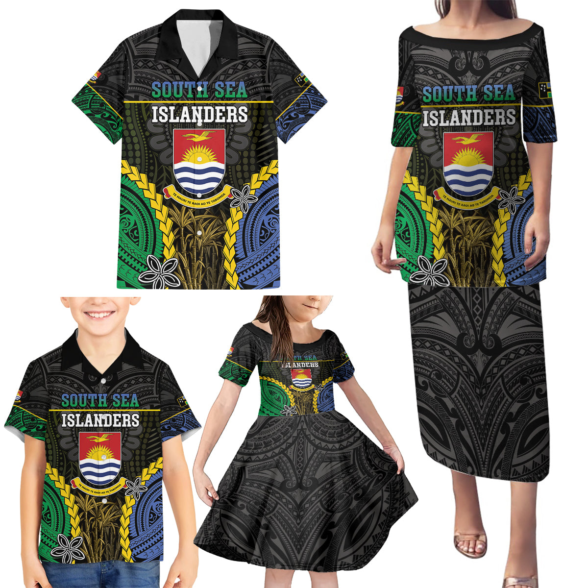 Personalised South Sea Islanders And Gilbert Islands Family Matching Puletasi and Hawaiian Shirt Kanakas Polynesian Pattern LT05 - Polynesian Pride
