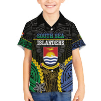 Personalised South Sea Islanders And Gilbert Islands Family Matching Summer Maxi Dress and Hawaiian Shirt Kanakas Polynesian Pattern LT05 Son's Shirt Black - Polynesian Pride