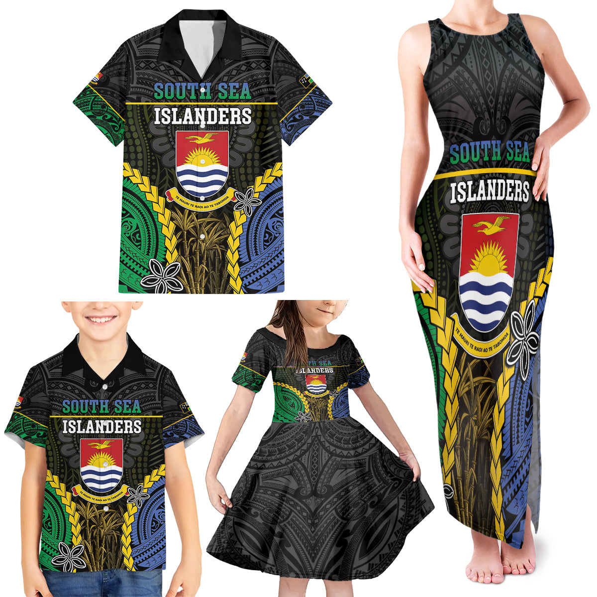 Personalised South Sea Islanders And Gilbert Islands Family Matching Tank Maxi Dress and Hawaiian Shirt Kanakas Polynesian Pattern LT05 - Polynesian Pride