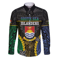 Personalised South Sea Islanders And Gilbert Islands Family Matching Tank Maxi Dress and Hawaiian Shirt Kanakas Polynesian Pattern LT05 Dad's Shirt - Long Sleeve Black - Polynesian Pride