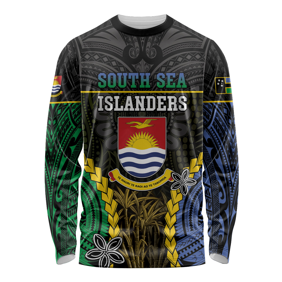 Personalised South Sea Islanders And Gilbert Islands Long Sleeve Shirt Kanakas Polynesian Pattern LT05 Unisex Black - Polynesian Pride