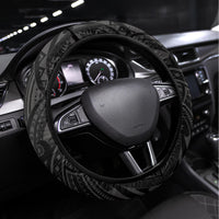 South Sea Islanders And Gilbert Islands Steering Wheel Cover Kanakas Polynesian Pattern LT05 Universal Fit Black - Polynesian Pride